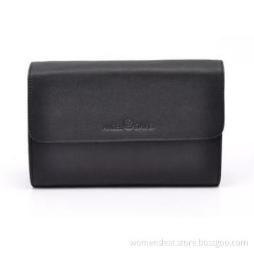 Fashion Black Mens Leather Bag / Wristlet Bag for Business